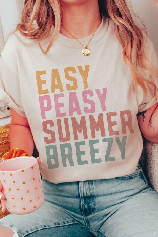 EASY PEASY SUMMER BREEZY Graphic Tee - lolaluxeshop