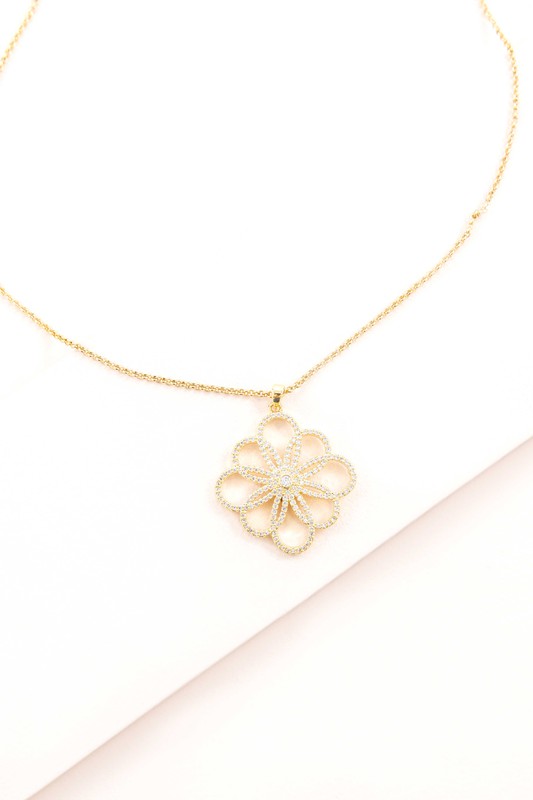 Floral Outline Pendant Necklace - lolaluxeshop