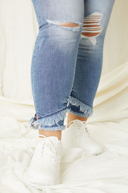 Plus Mid Rise Ankle Skinny Jeans - lolaluxeshop