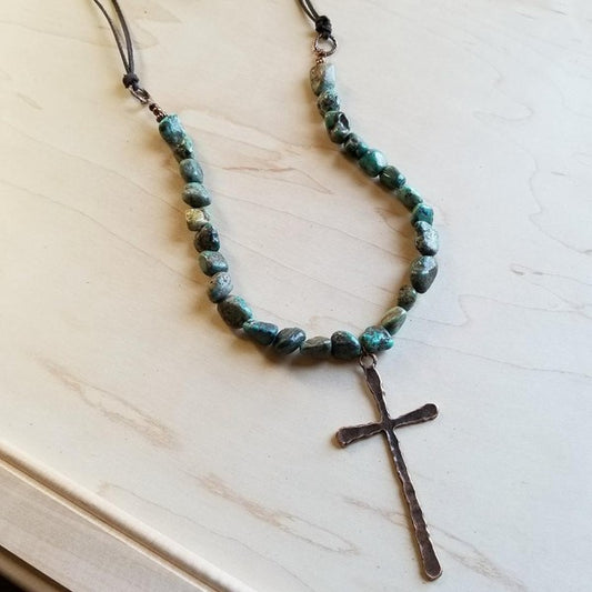 African Turquoise with Large cross Pendant - lolaluxeshop