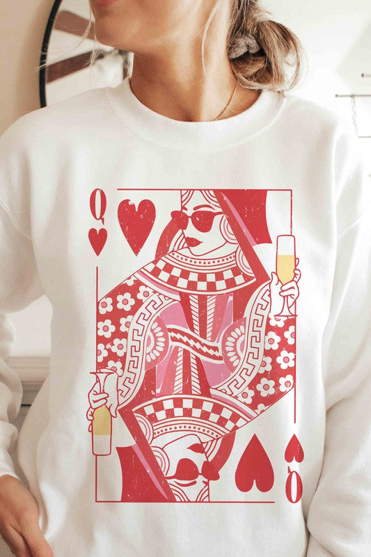 CHAMPAGNE QUEEN OF HEARTS Graphic Sweatshirt - lolaluxeshop