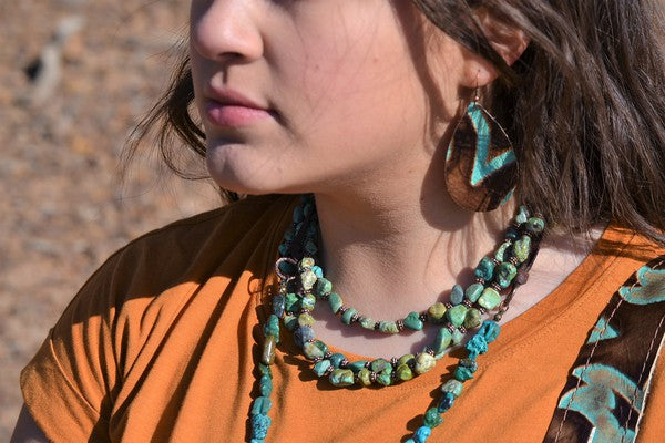 Triple Strand Turquoise & Copper Collar Necklace - lolaluxeshop