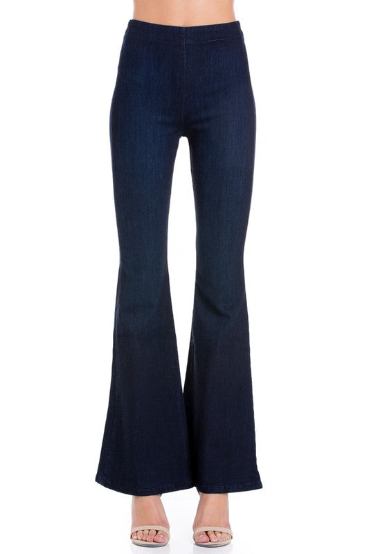 zipper back faded denim flare  jeans pants - lolaluxeshop