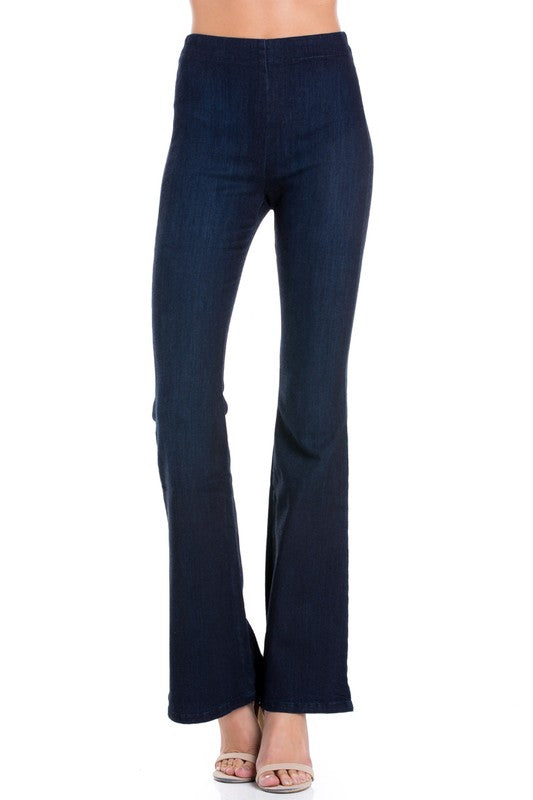 zipper back faded denim flare  jeans pants - lolaluxeshop