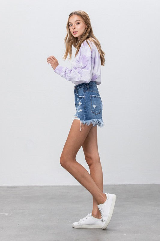 HIGH RISE PREMIUM DENIM SHORTS - lolaluxeshop