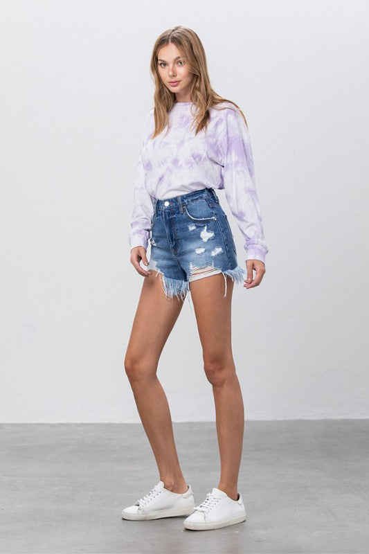 HIGH RISE PREMIUM DENIM SHORTS - lolaluxeshop