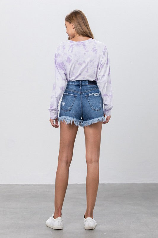 HIGH RISE PREMIUM DENIM SHORTS - lolaluxeshop