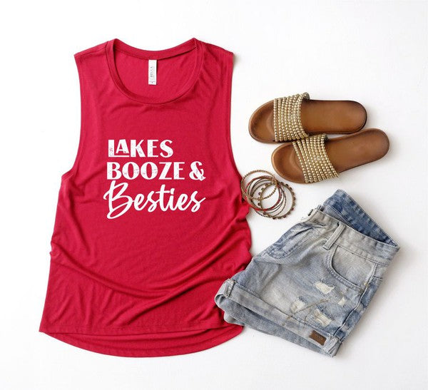 Lakes Booze and Besties Bella Canvas Tank - lolaluxeshop