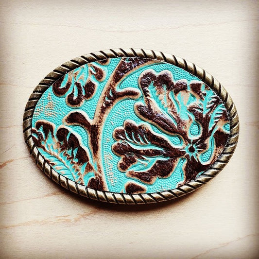 Rope Edge Cowboy Turquoise Belt Buckle - lolaluxeshop