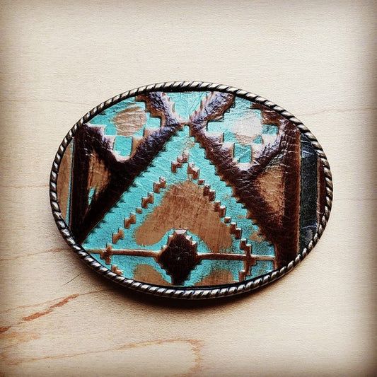 Rope Edge Navajo Leather Belt Buckle - lolaluxeshop