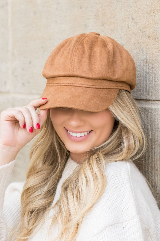 Suede Newsboy Cap - lolaluxeshop