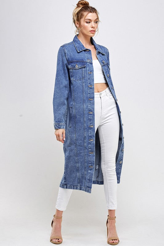 WHITE NON-STRETCH THIRD QUARTER DENIM JACKET - lolaluxeshop