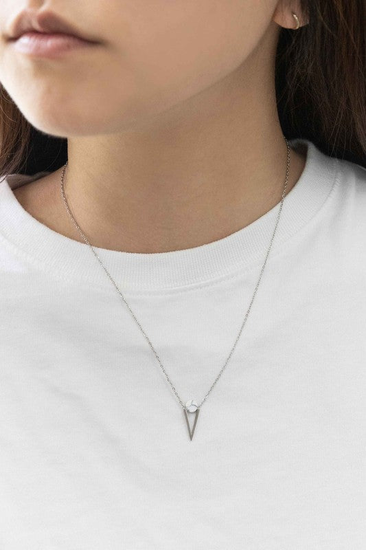 Tensly Point Stone Necklace Silver - lolaluxeshop