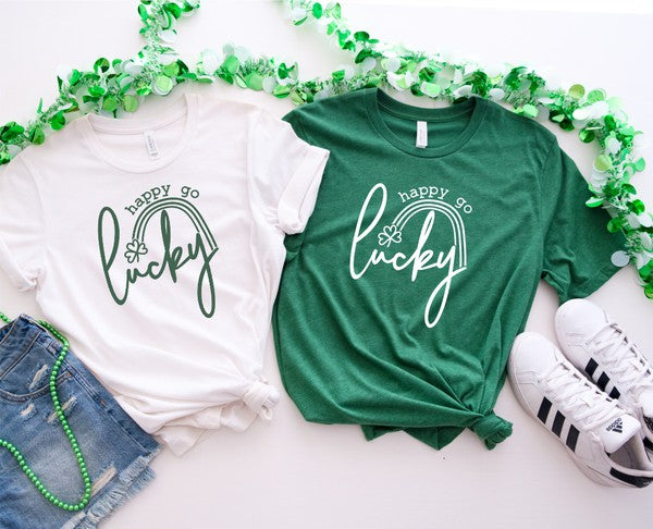 Happy Go Lucky Short Sleeve Graphic Tee - lolaluxeshop