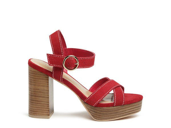 RAG&CO CHOUPETTE SUEDE LEATHER BLOCK HEELED SANDAL - lolaluxeshop