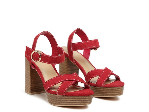 RAG&CO CHOUPETTE SUEDE LEATHER BLOCK HEELED SANDAL - lolaluxeshop