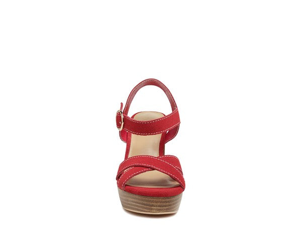 RAG&CO CHOUPETTE SUEDE LEATHER BLOCK HEELED SANDAL - lolaluxeshop