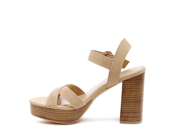 RAG&CO CHOUPETTE SUEDE LEATHER BLOCK HEELED SANDAL - lolaluxeshop