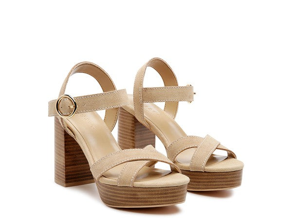 RAG&CO CHOUPETTE SUEDE LEATHER BLOCK HEELED SANDAL - lolaluxeshop