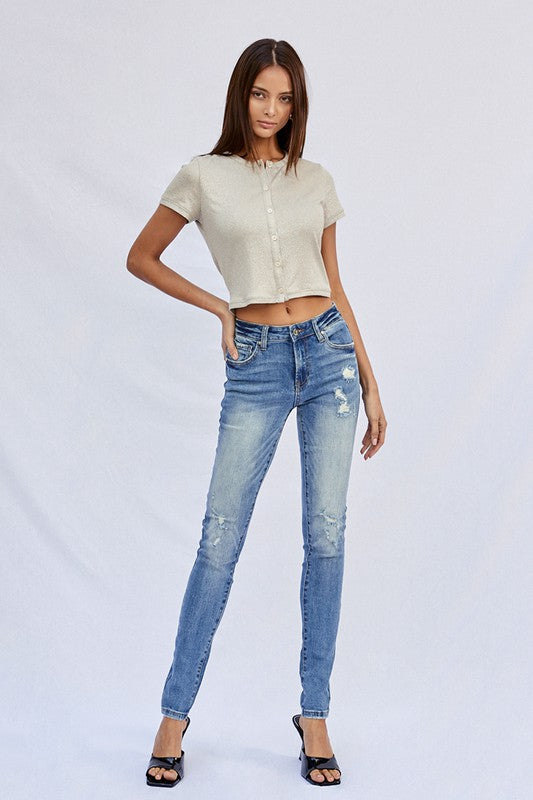 MID RISE FULL SKINNY JEANS - lolaluxeshop