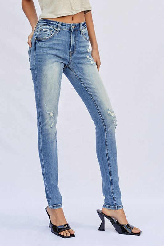 MID RISE FULL SKINNY JEANS - lolaluxeshop