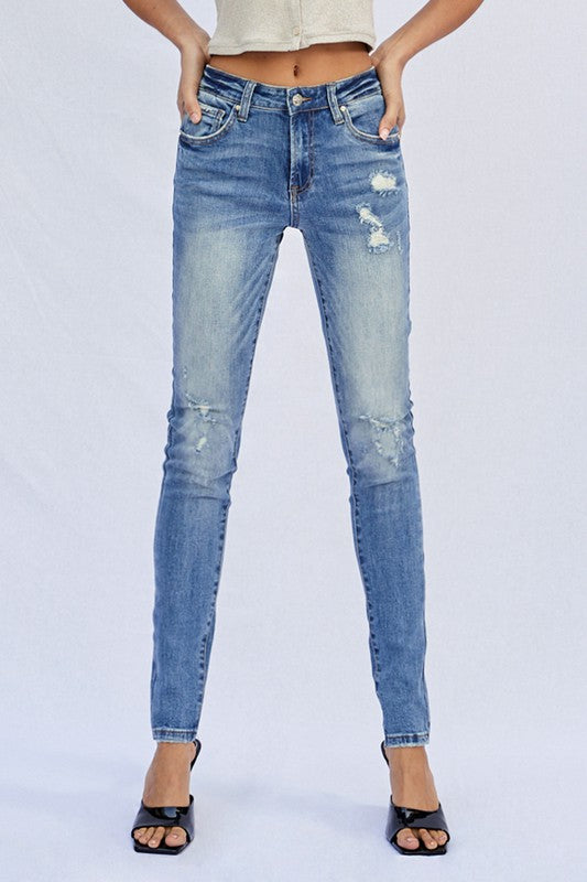 MID RISE FULL SKINNY JEANS - lolaluxeshop