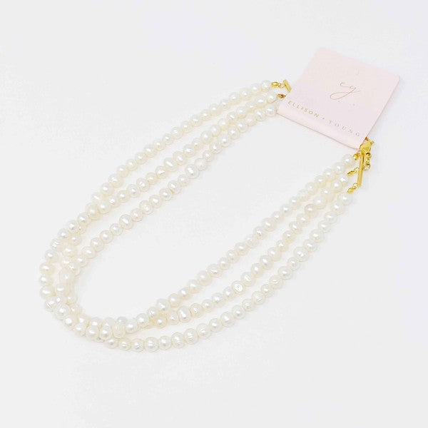 Three Strands Freshwater Pearl Necklace - lolaluxeshop