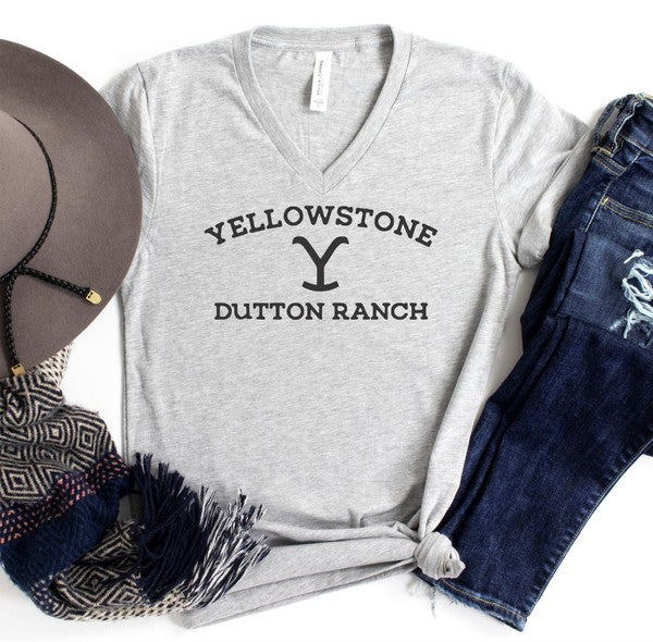 Yellowstone Dutton Ranch V Neck Tee - lolaluxeshop