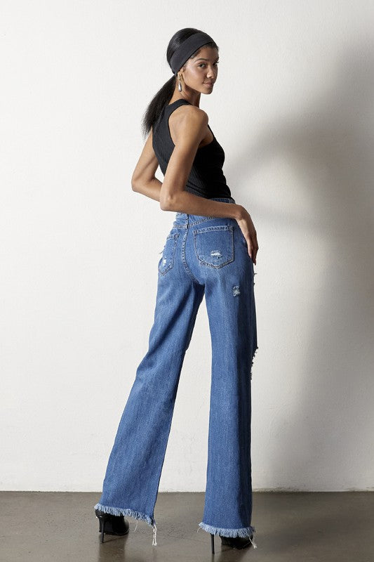 DISTRESSED DAD JEANS - lolaluxeshop