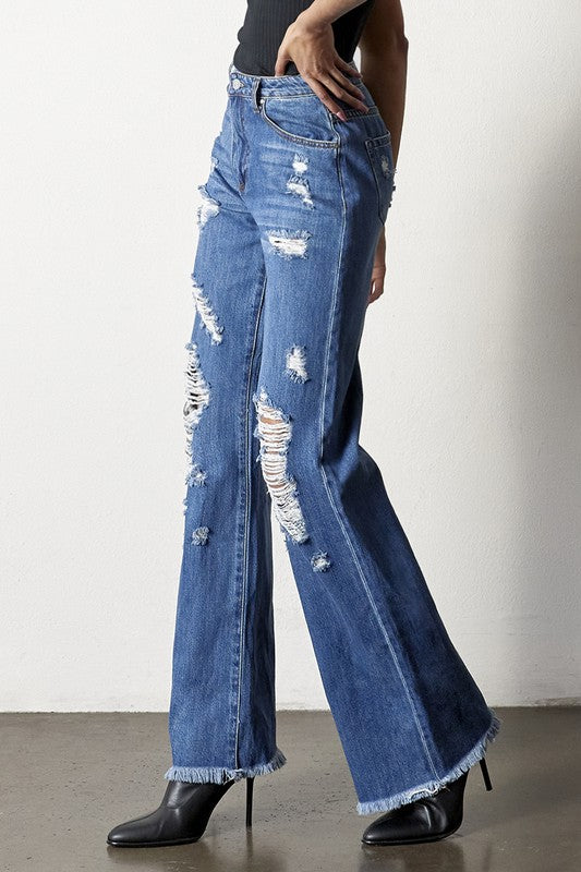 DISTRESSED DAD JEANS - lolaluxeshop