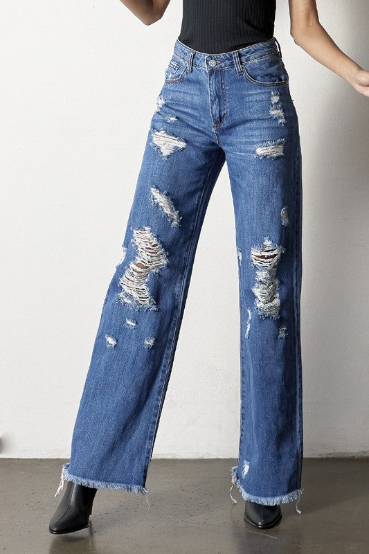 DISTRESSED DAD JEANS - lolaluxeshop