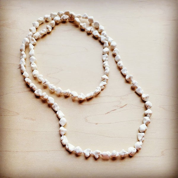 Boho Beaded Layering Necklace w/ White Turquoise - lolaluxeshop