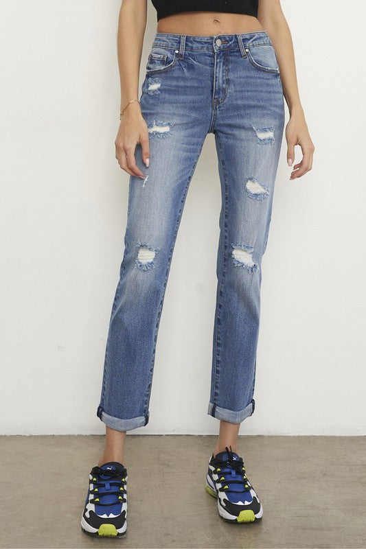 SLIM FIT BOYFRIEND JEANS - lolaluxeshop