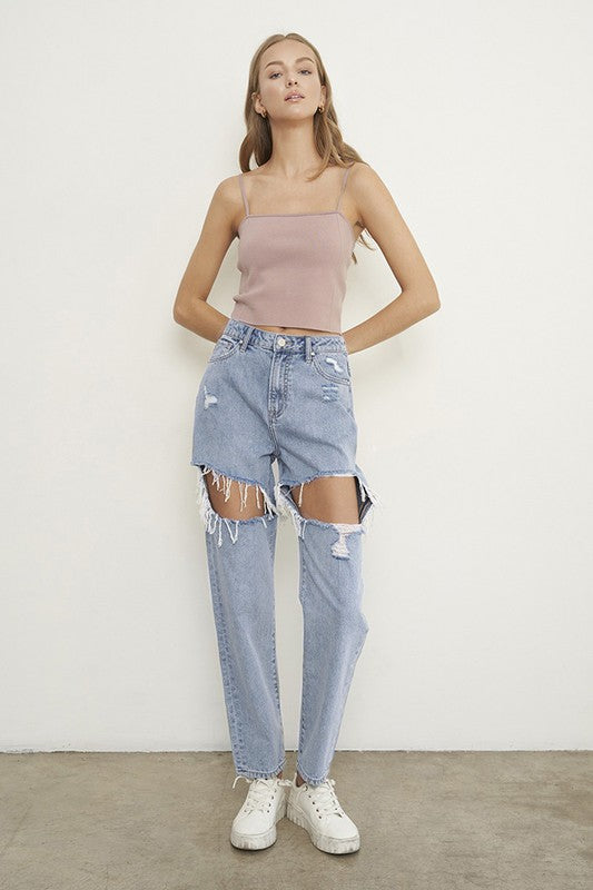 HIGH RISE STRAIGHT JEANS - lolaluxeshop