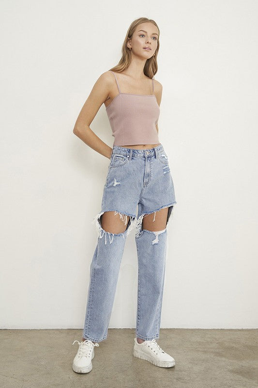 HIGH RISE STRAIGHT JEANS - lolaluxeshop