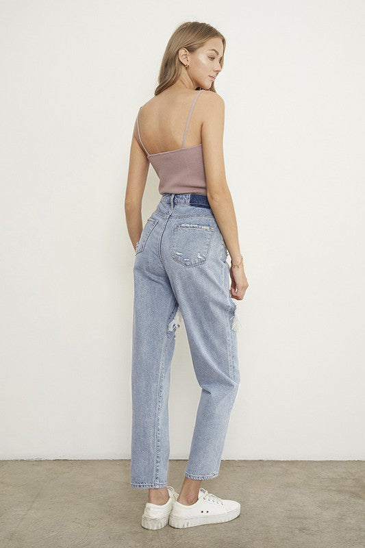 HIGH RISE STRAIGHT JEANS - lolaluxeshop