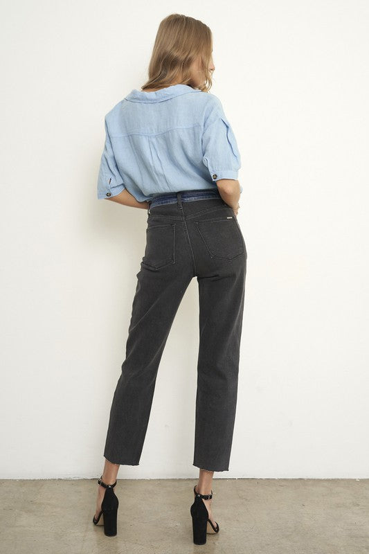 BLACK DENIM COMBO JEANS - lolaluxeshop