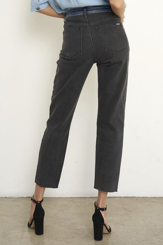 BLACK DENIM COMBO JEANS - lolaluxeshop