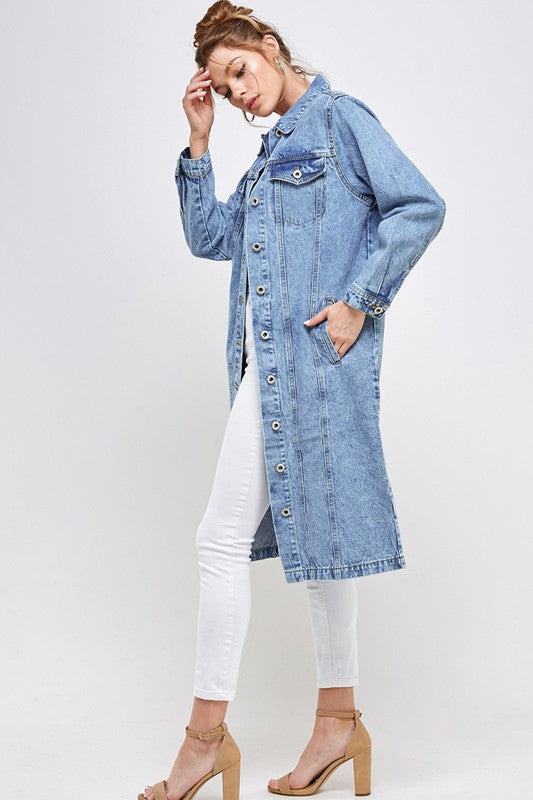 WHITE NON-STRETCH THIRD QUARTER DENIM JACKET - lolaluxeshop