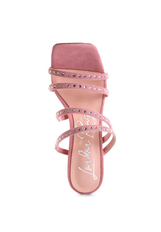 FACE ME STUDDED MID HEEL MULTI STRAP SANDALS - lolaluxeshop