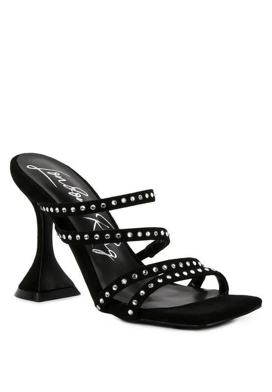 FACE ME STUDDED MID HEEL MULTI STRAP SANDALS - lolaluxeshop