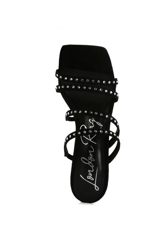 FACE ME STUDDED MID HEEL MULTI STRAP SANDALS - lolaluxeshop