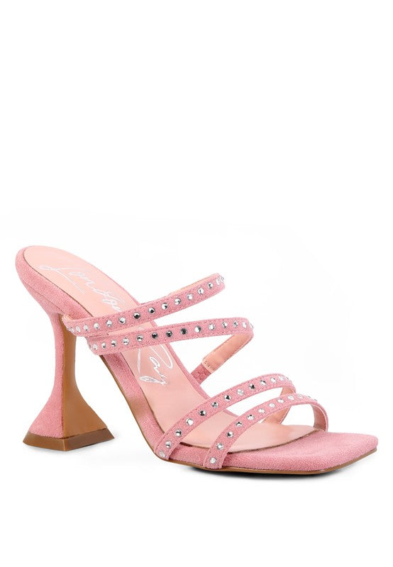 FACE ME STUDDED MID HEEL MULTI STRAP SANDALS - lolaluxeshop