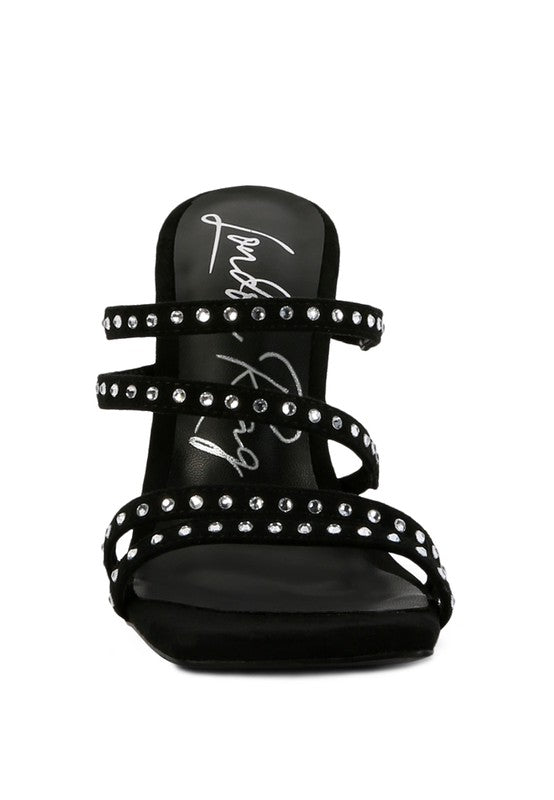 FACE ME STUDDED MID HEEL MULTI STRAP SANDALS - lolaluxeshop