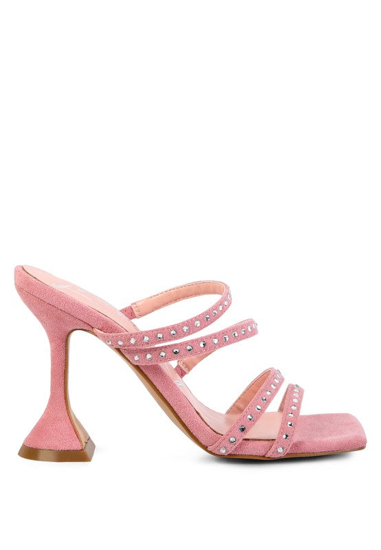 FACE ME STUDDED MID HEEL MULTI STRAP SANDALS - lolaluxeshop