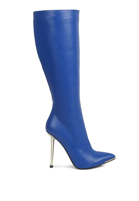 HALE Faux Leather Pointed Heel Calf Boots - lolaluxeshop