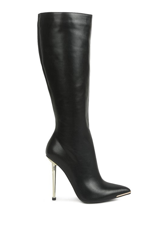 HALE Faux Leather Pointed Heel Calf Boots - lolaluxeshop