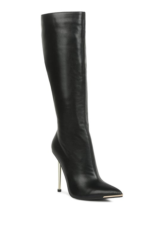 HALE Faux Leather Pointed Heel Calf Boots - lolaluxeshop