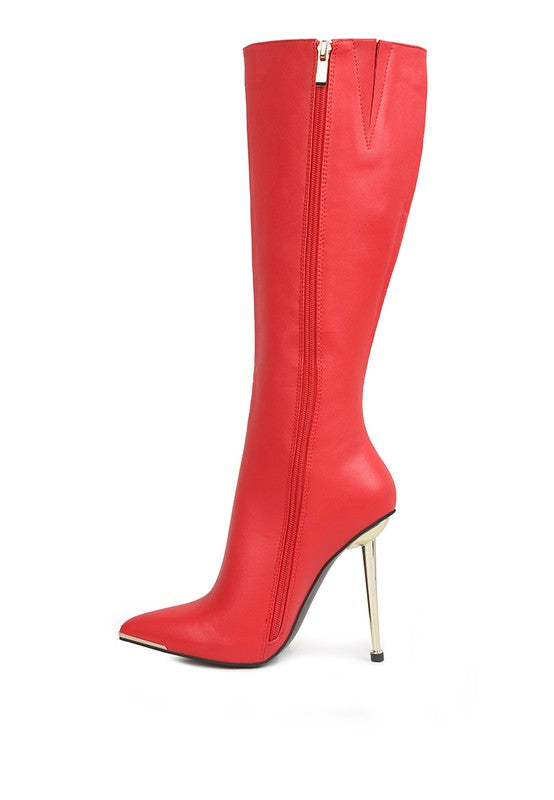 HALE Faux Leather Pointed Heel Calf Boots - lolaluxeshop