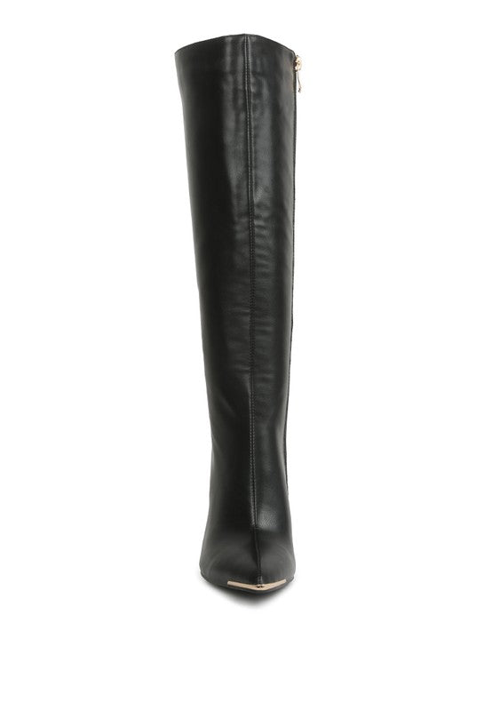 HALE Faux Leather Pointed Heel Calf Boots - lolaluxeshop